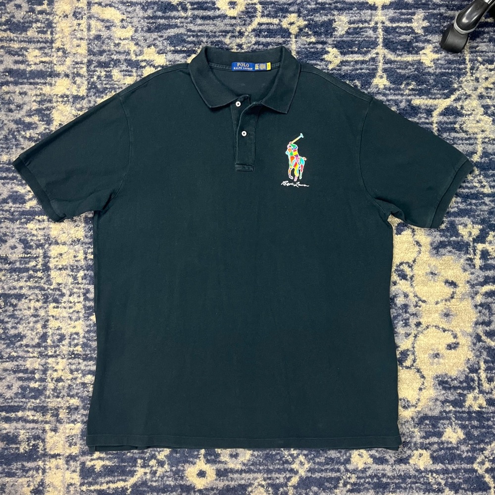 Polo Ralph Lauren Big Pony Polo Shirt Mens 2XLT Tall Dark Green Multi Color Logo